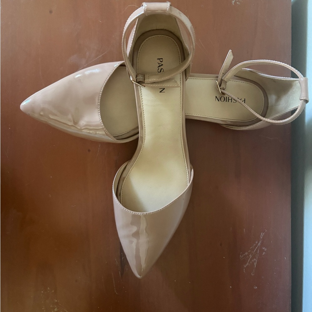 Pashion Footwear Nude Pointed-Toe Flats